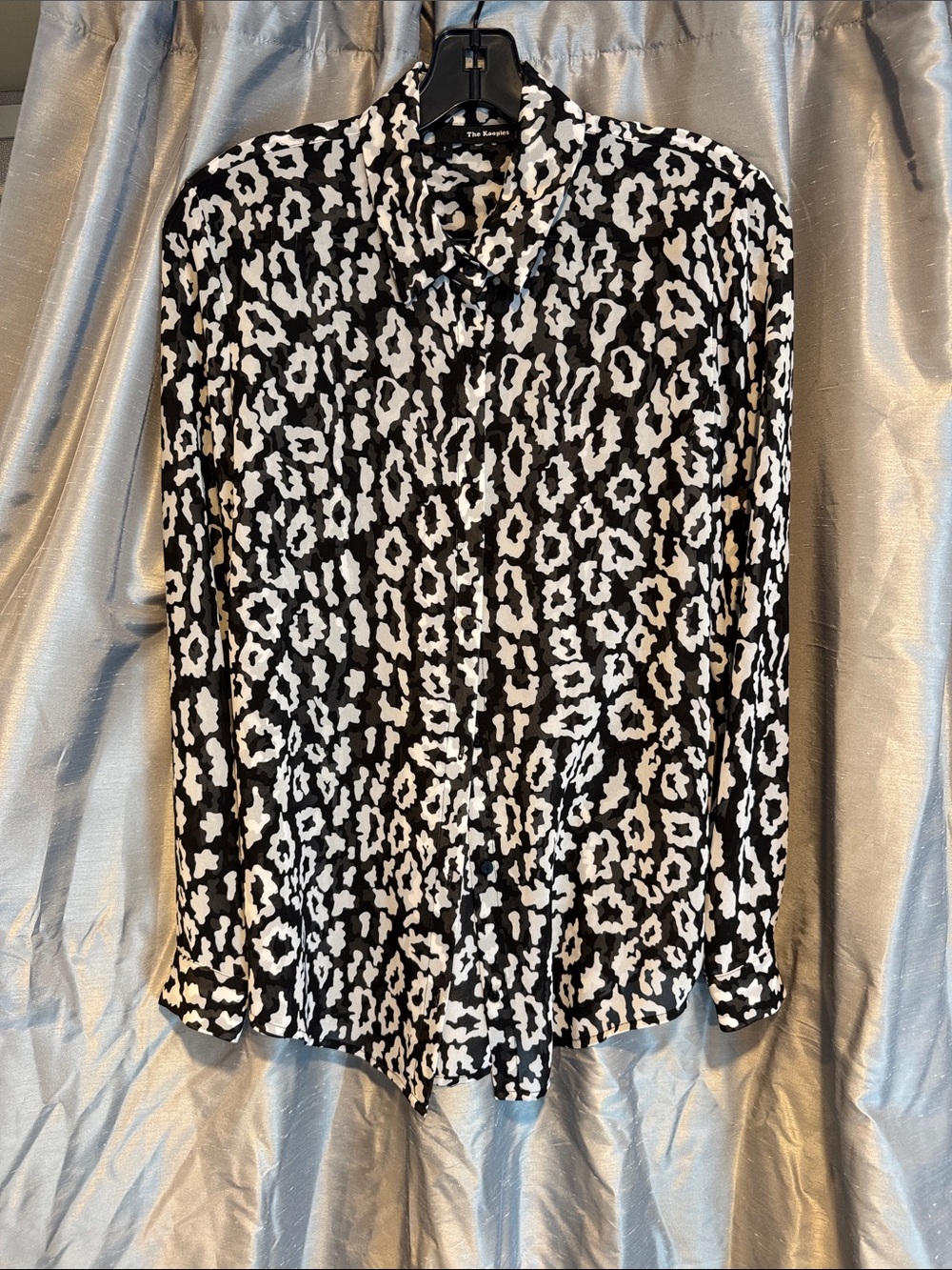 The Kooples Black and White Leopard-Print Button Down Shirt Size Medium